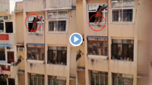 Viral Video Women Hangs From Window on 4th floor for Diwali Safai Watch Shocking Clip